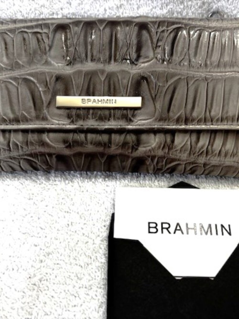 Brahmin Cordelia leather wallet in Mindful Grey Marana NWT